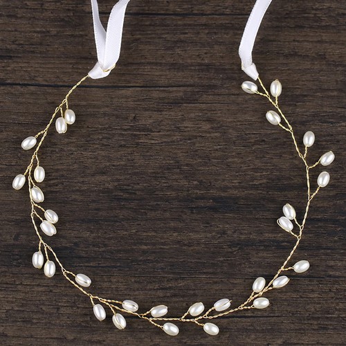 Golden bridal headband hair - headband,