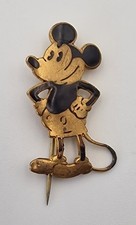 Disney MICKEY MOUSE pin badge - brass + enamel Charles Horner 1930s size medium