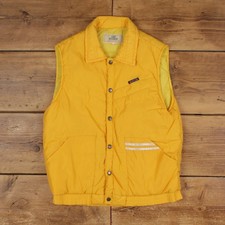 Vintage Red Head Puffer Gilet L Vest Yellow
