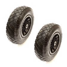 2 Pack Wheel & 3.50-8 Tyre & Tube 15 Inch Black 16mm Bore 350-8 Fishing Barrow