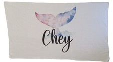 Personalized Summer Beach Towel/M White W Multicolor Whale Tail/Chey(Cheyenne)