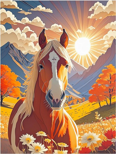 Tile mural horse - horse, field