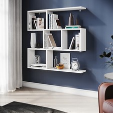 Wall Mounted White Book Shelves Unit Shelving Decorative Display Shelf Storage 