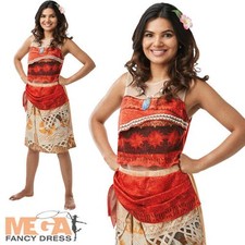 Moana Ladies Fancy Dress Polynesian Disney Princess Adults Hawaiian Costume New