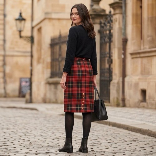 Vintage red tartan wool blend - vintage,