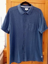 Mens HOWIES Navy Blue Button Through Polo Shirt, 100% Organic Cotton,  Size L