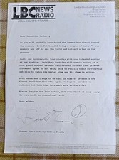 Printed London Broadcasting Company LBC Radio Letter From Jeremy Beadle 1980s