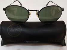 1980's VINTAGE B&L RAY-BAN U.S.A. BLACK CHROME ROUND W0604 G-15 & ORIGINAL CASE