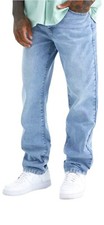 Men Relaxed Fit Rigid Jeans UK Brand Stone wash denim Pant Trousers Bottom B201