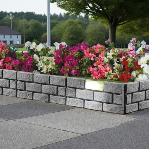 Solar lighted gray brick - lighted,