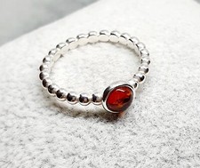 Baltic Amber Ring-Cognac-Sterling Silver-M UK Size-6 1/2 US Size