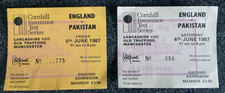 ENGLAND CRICKET TICKET STUBS x 2: England v Pakistan at Old Trafford (June 1987)