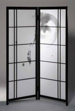 Shoji Folding Room Divider Screen Kuroshoji "The Moon" 121x46cm 47"x18" Japan