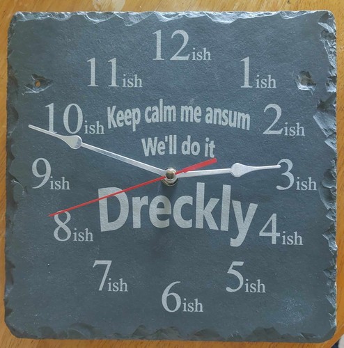 Dreckly slate clock - slate,