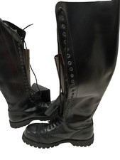 Boots & Braces Black Leather Steel Toe Knee High Boots UK 11 Preowned
