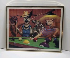 Vintage Dogs Playing Pool