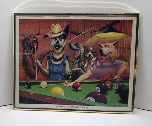 Vintage dogs playing pool - dogs,