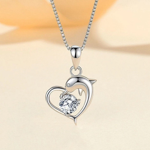 Heart dolphin pendant - pendant, 1.5ct