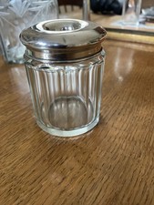 Dressing Table Pot, Hallmarked Silver Lid. Chester Hallmark