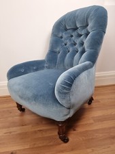 Holland & Sons Antique Victorian Slipper Chair Original Castors Library Reading