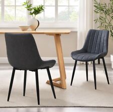 Grey set of dinning table kitchen chairs Set of soft fabric  2 7-1-1