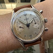 Men's Fludo Vintage Watch Circa 1960 Landeron Chronograph Steel 36Mm