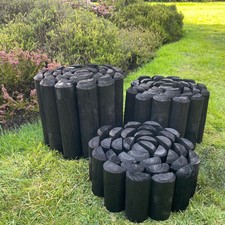 Garden Log Roll Edging Flower Border Lawn Wooden Edge Black 240cm Long