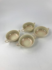 4 x Susie Cooper Wedding Bands soup bowls with handles + saucers