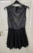 Jones & Jones Ladies Black Shimmer Floral Lace Skater Dress - UK Size 12