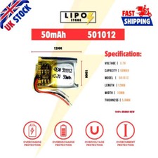 ⚡ 3.7V 501012 50mAh LiPo