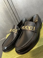 Gucci Mens Black Gold Leather