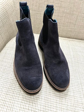 WHITE STUFF NAVY BLUE SUEDE BOOTS, 5/38, WORN ONCE.