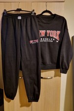 Women's Black Fleecy Tracksuit Set Size 12/14 New