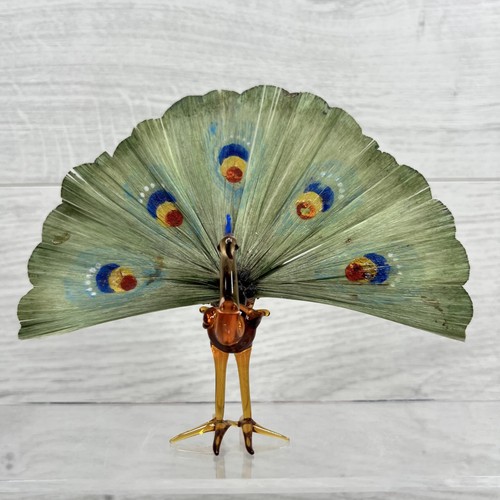 Art glass peacock with - glass,