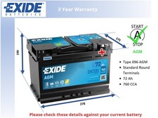 Car Battery EK720 Exide