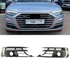 Fit For Audi A8 S8 D5 2018-21 L&R Front Bumper Fog Lights Grille Cover ACC hole