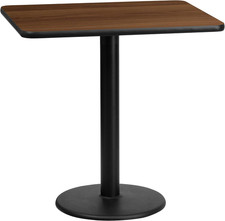 24'' X 30'' Rectangular Walnut Laminate Table Top with 18'' round Table Height B