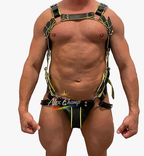 Men black red leather body - men,