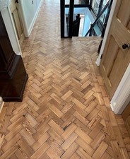 Authentic Antique Pitch Pine Reclaimed Parquet Flooring Bespoke Bitumen Removed