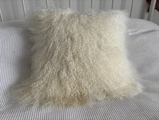 Mongolian Sheepskin Cushion Cover In Cream 40cm X 40cm
