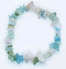 Beril (Beryl) Natural Chip  Crystal Healing Chakra Gemstone Stretch Bracelet 