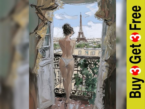 Paris balcony view - view, 10"x8"