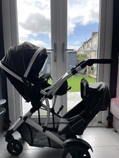 Hauck Duett 2 Pushchair Tandem Adjustable Back/Foot Rests Seats 2 Black. H
