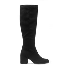 Lilley Womens Boots Black Adults Ladies Knee High Zip Up Block Heel Padded SIZE