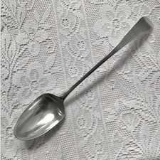 1788 Hester Bateman, Solid Silver Large Curved Serving Spoon