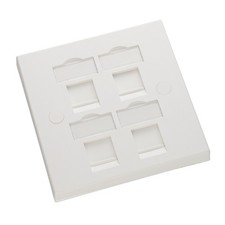 Excel Home/Office Single Gang RJ45 4-Port Modular Keystone Insert Flat Faceplate