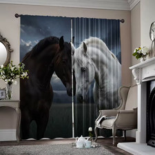 Window Curtains Polyester Elegant Horse Print Home Curtains All Sizes Available