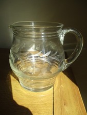 Vintage Etched Glass Jug Pitcher 2 Pints Water Juice Lemonade RETRO