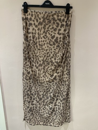 Leopard print mesh midi skirt - mesh,
