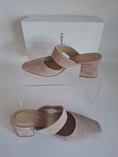 Russell & Bromley Square Up Blush Suede Leather Mules - EU 37 UK 4 - Great Condi